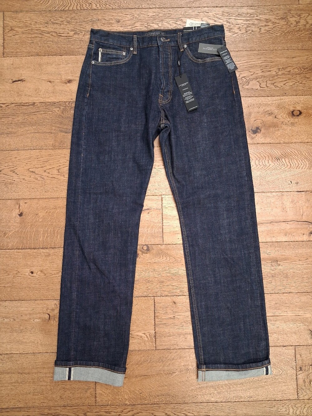NWT Liverpool Bedford Vintage Straight Selvedge Blue Jeans Men’s Size 32x32
